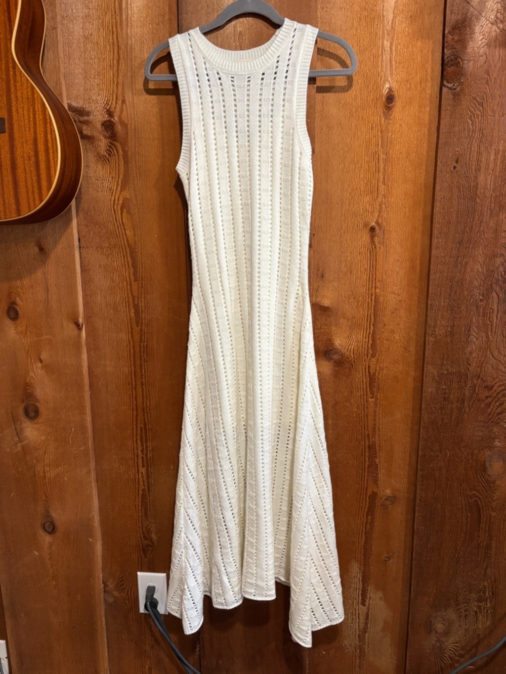 By Together Cream Crochet Pointelle Open Knit Midi Tank Dress Sleeveless Small